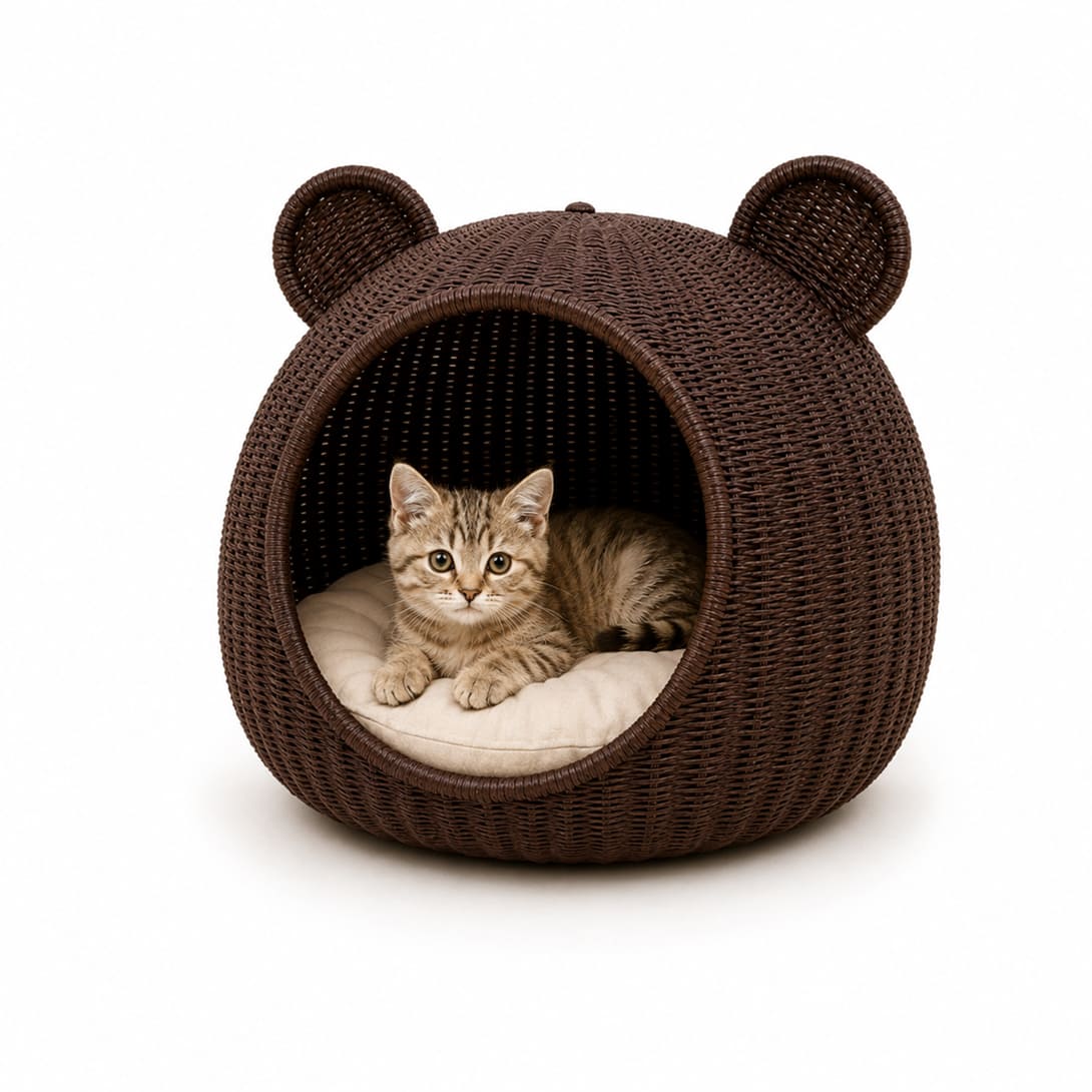 Casa para Pet Bento em Fibra Sintética Chocolate - RC Casa & Jardim