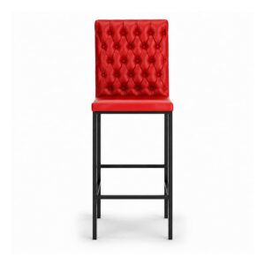 Banqueta Carmim vermelha com encosto estofado da RC Casa & Jardim