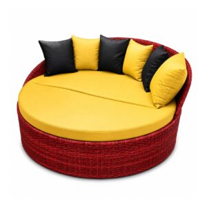 Chaise Dubai redonda em amarelo e vermelho da RC Casa & Jardim