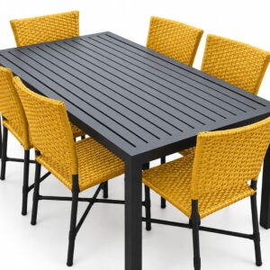 Conjunto de Mesa Ripada Retangular com Cadeiras Maria para área externa com estrutura resistente e acabamento elegante