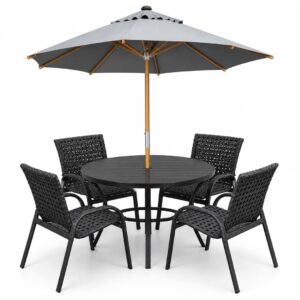 Conjunto de Mesa Ripada com Cadeiras Mares para área externa com estrutura resistente e acabamento elegante