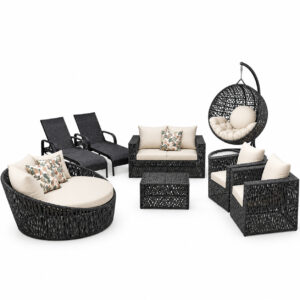 Conjunto Living Trama Natural em rattan para área externa