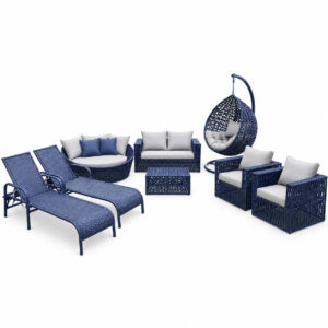 Conjunto Living Atlântico azul-marinho para área externa