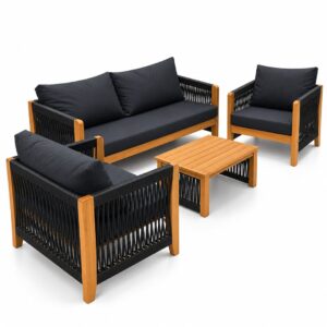 Conjunto de Sofá Pipa para área externa com estrutura resistente e almofadas