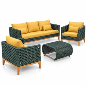 Conjunto de Sofá Itacaré para área externa com estrutura resistente e almofadas