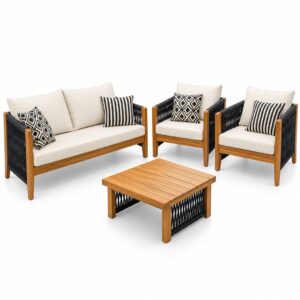 Conjunto de Sofá Ubatuba para área externa com estrutura resistente e almofadas