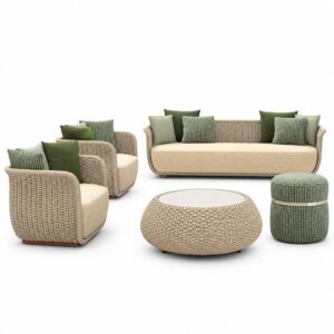 Conjunto de Sofá Angra para área externa com estrutura resistente e almofadas