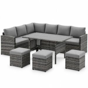 Conjunto de Sofá Leblon para área externa com estrutura resistente e almofadas